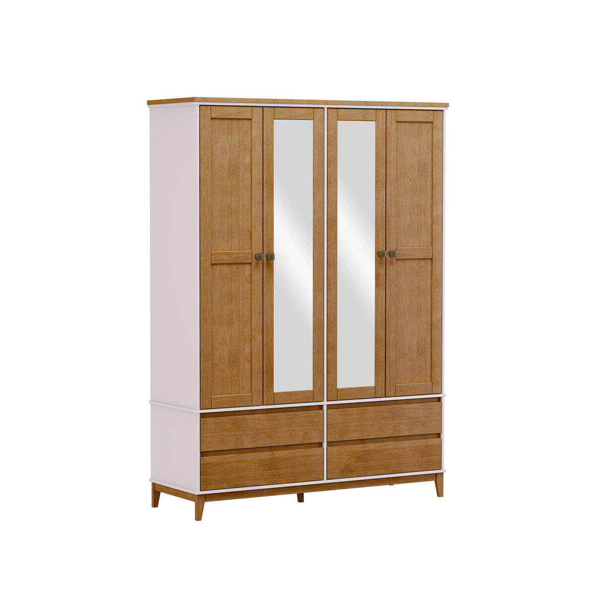 Ropero Línea Prata 4 puertas - Blanco/Natural 