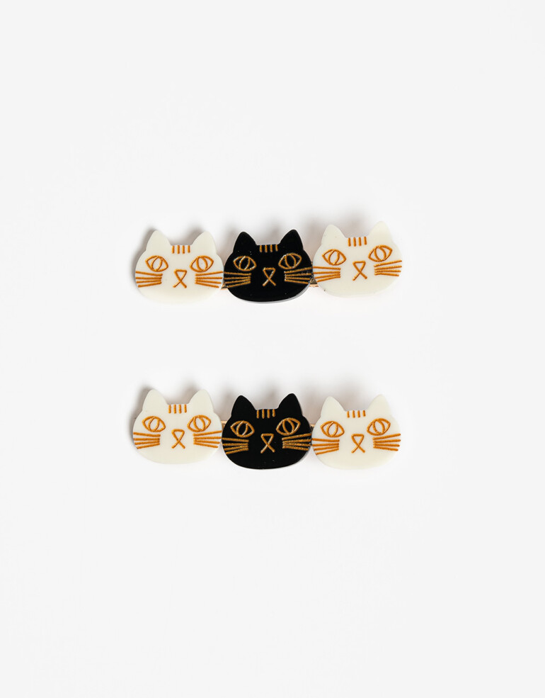 Horquillas con Accesorios Animales Set De Hebillas Francesas Gatitos - Combinacion Bicolor