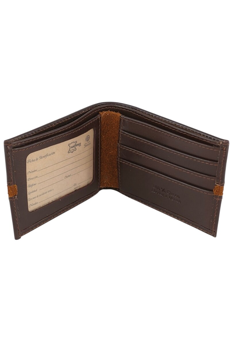 Billetera de cuero con vista en tapa Marrón