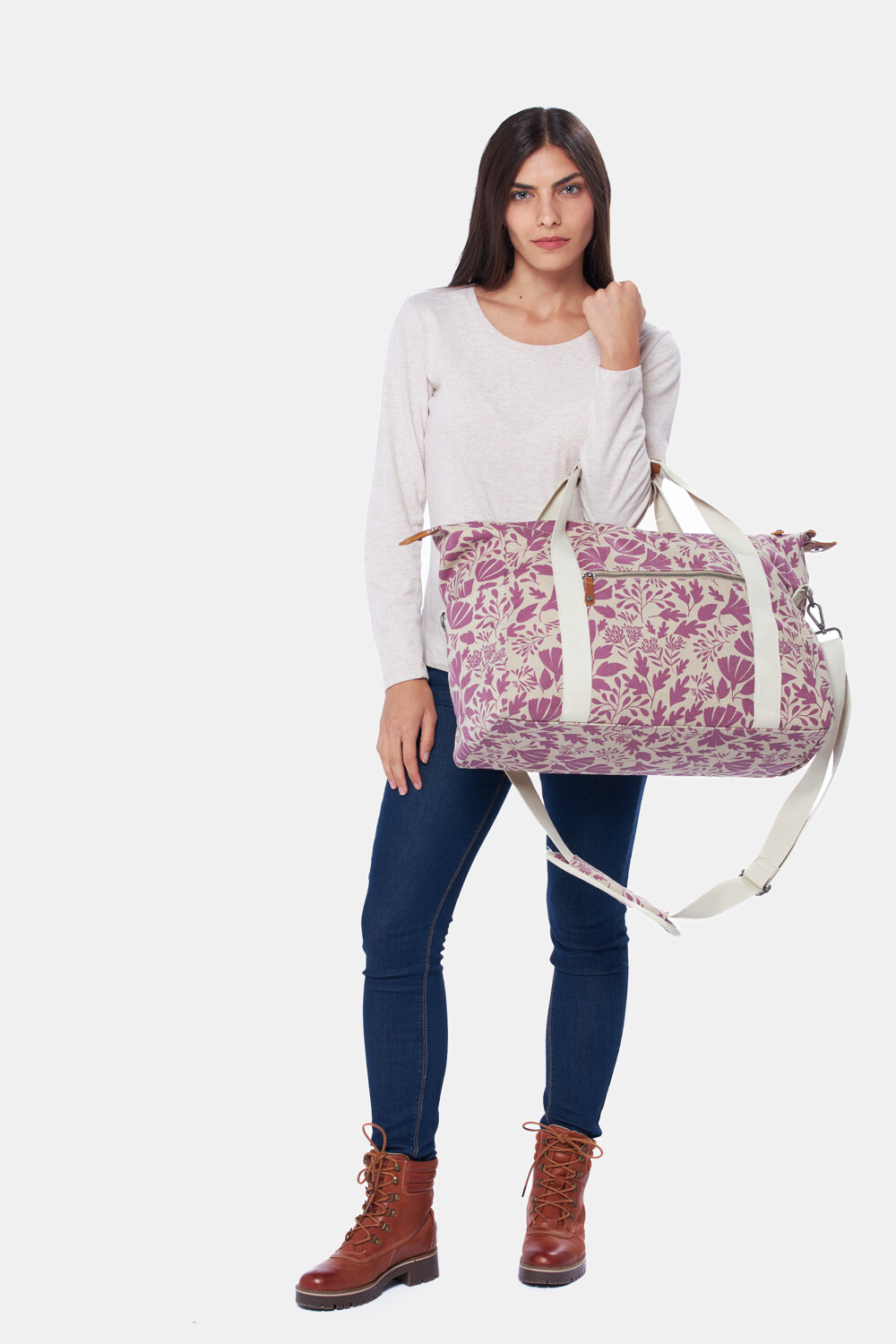 BOLSO DE LONA ESTAMPADO Rosado