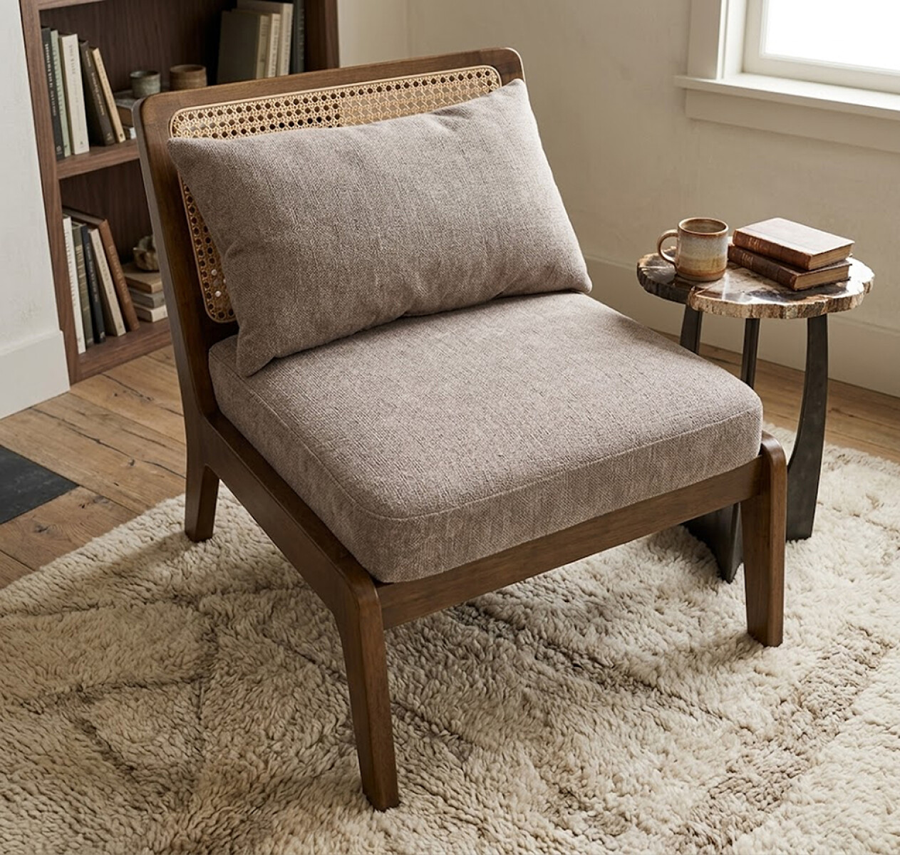 Butaca Sillón Poltrona Madera Maciza con Ratán 