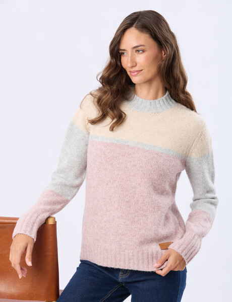 BUZO TEJIDO COMBINADO ROSA