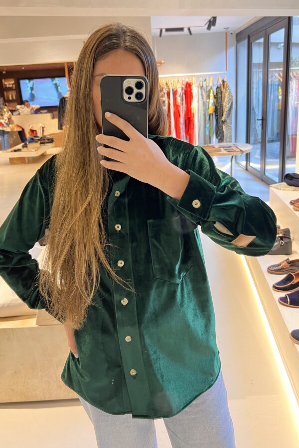 Velvet Shirt con Puño Verde