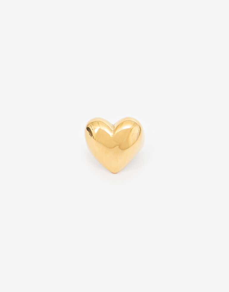 Anillos Medianos y Grandes Metal Anillo Bold De Acero Corazón - Dorado
