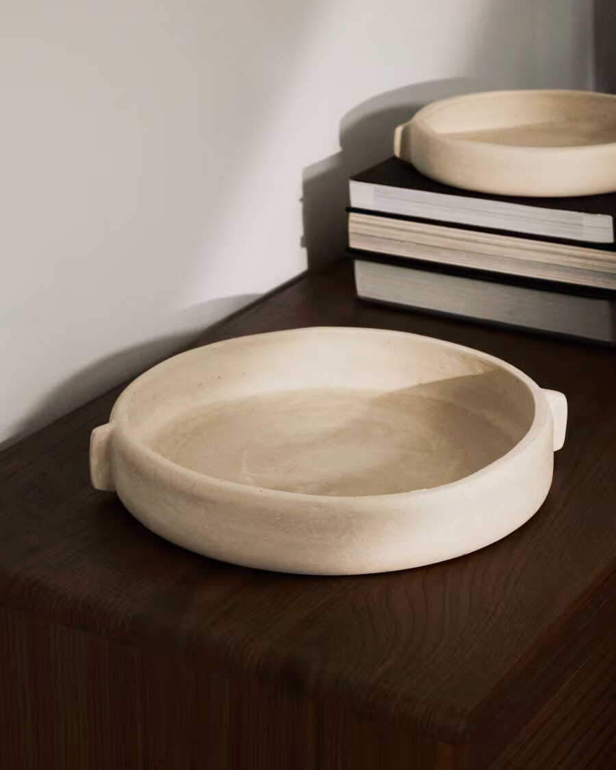 Centro de mesa Mireni de papel maché beige Ø 31 cm Centro de mesa Mireni de papel maché beige Ø 31 cm