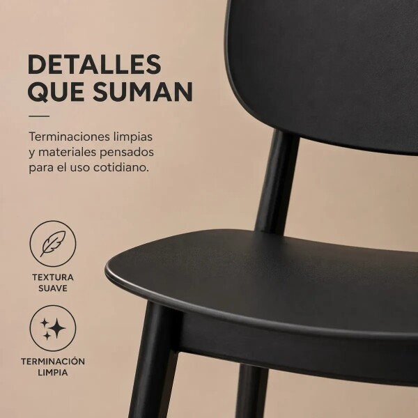 Silla Comedor ComboHome Visby Blanca Diseño Moderno Calidad Color Negro