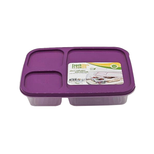 RECIPIENTE 3 DIVISIONES RECTANGULAR JOLLY FRESHLIFE 1,2L MORADO