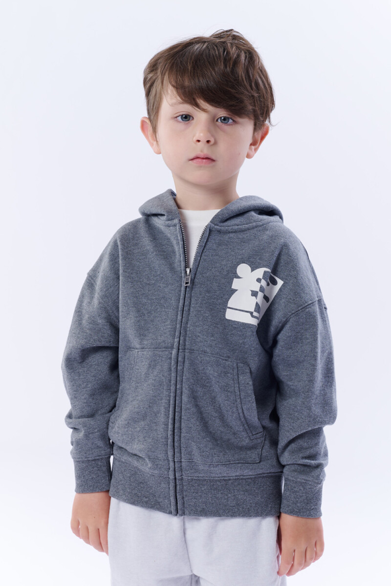 Campera deportiva estampa Chill Out Gris Melange Oscuro