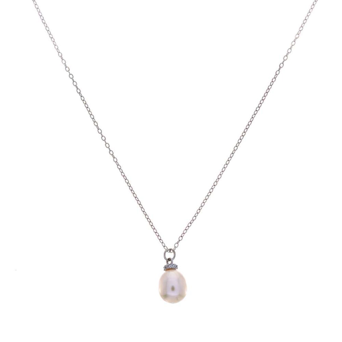 Conjunto De Cadena Y Dije De Plata 925 - Rodinada Con Perla Y Circonias 