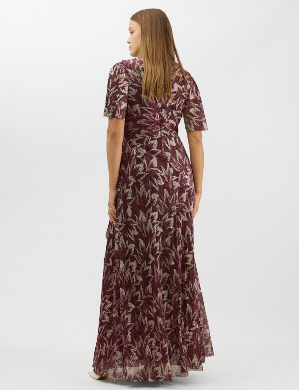 Vestido Maxi Cruzado Con Brillo Metalizado BORDEAUX/MULTI