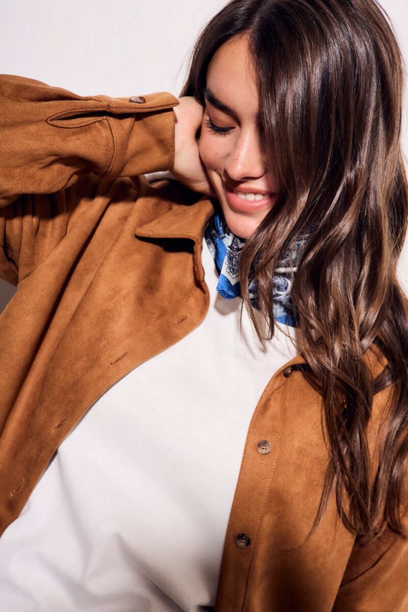 Camisa Gamuza Cuero Vegano Camel