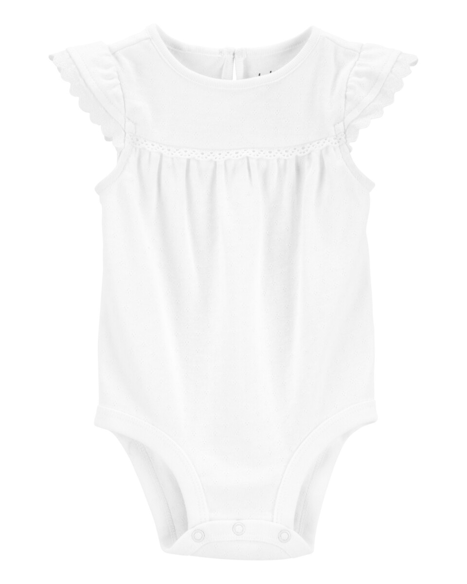 Body de algodón calado, con volados, blanco 