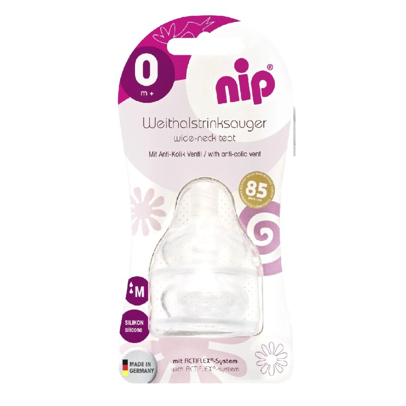 Pack x 2 Tetina De Cuello Ancho De Silicona Tamaño Del Orificio L NIP TETINA DE CUELLO ANCHO DE SILICONA. TAMAÑO DEL ORIFICIO L (FLUJO RÁPIDO) 0M+. PACK X 2