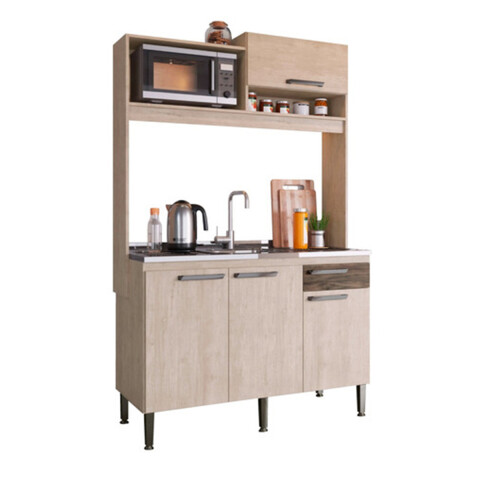 Mueble Cocina Compacta + Pileta Inox Premium 15m Latentación Color Rústico Mueble Cocina Compacta + Pileta Inox Premium 15m Latentación Color Rústico