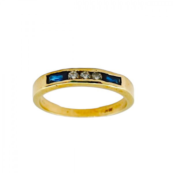 Anillo Sin Fin-Oro Bajo-Piedra Zafiro y Zirconia-AN8129 conpiedra