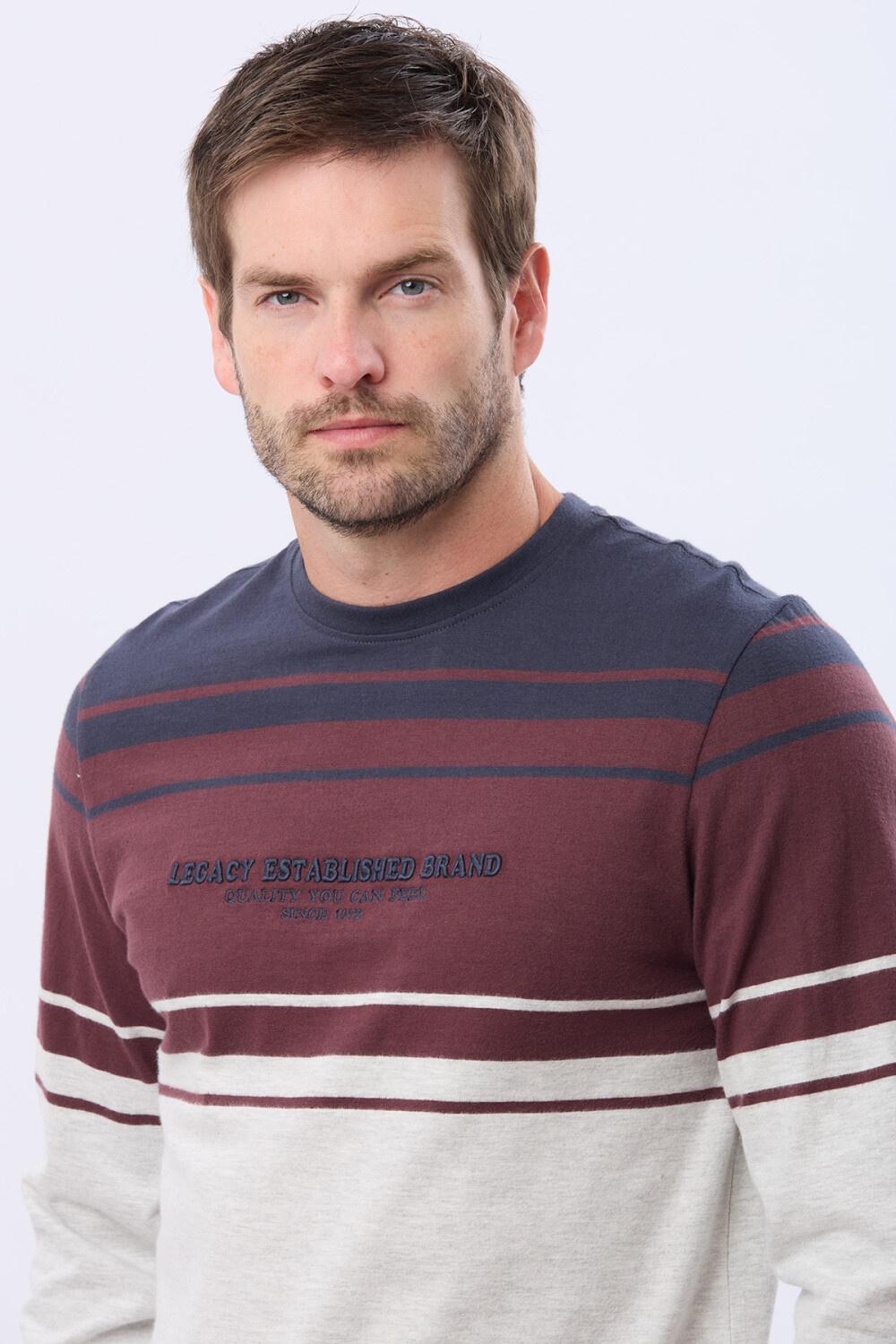 REMERA RAYADA BORDADA Azul