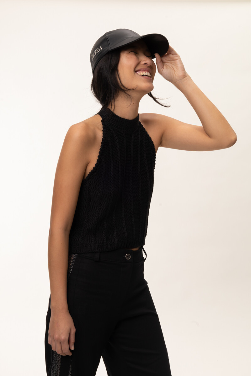 Petra Leather Cap Negro