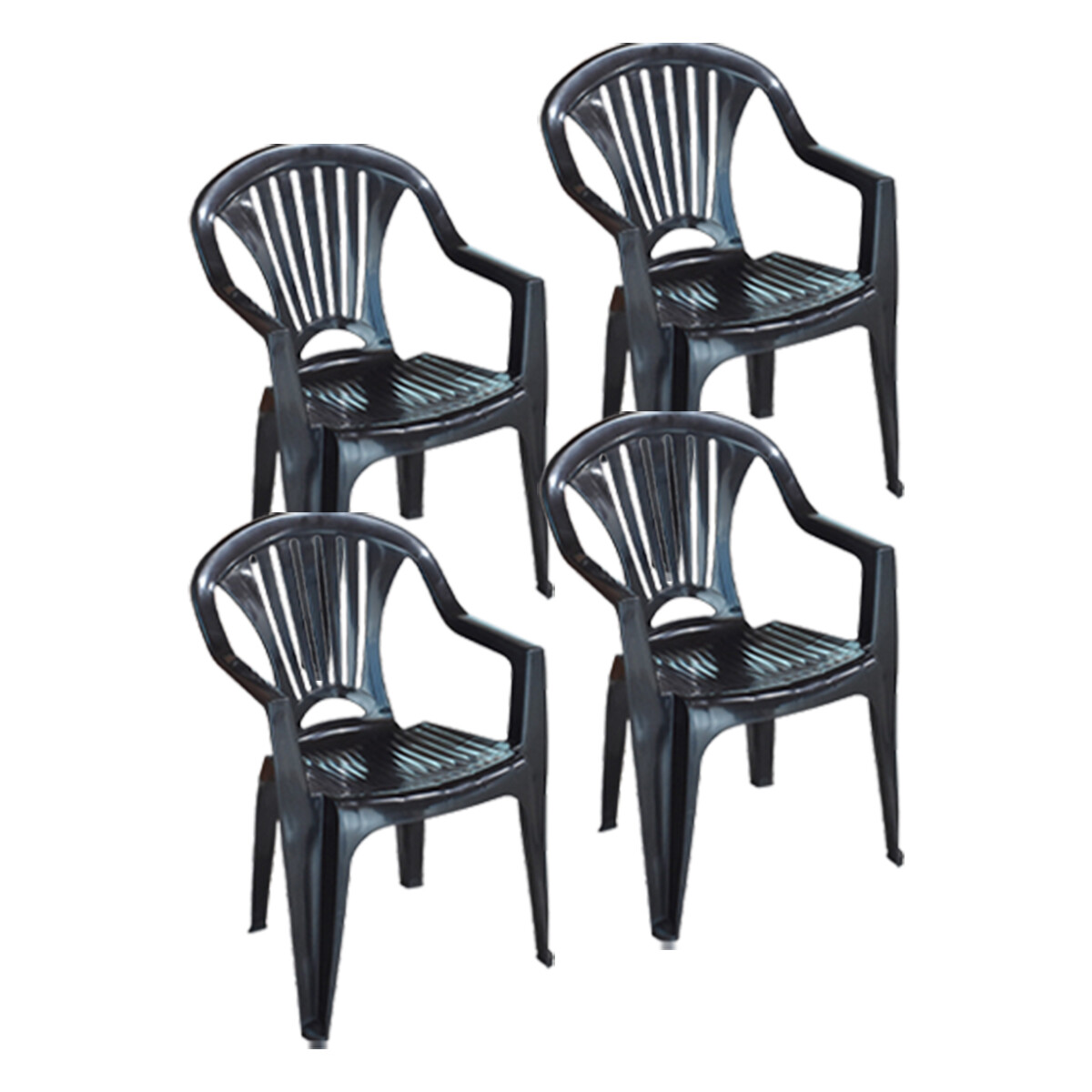 Set x4 Silla reforzada con apoya brazos - NEGRO 