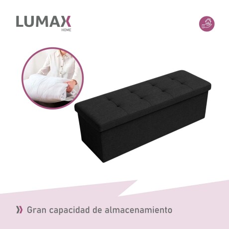 Puff Baúl Lumax Plegable 110x38 cm Organizador Living Dormitorio Negro