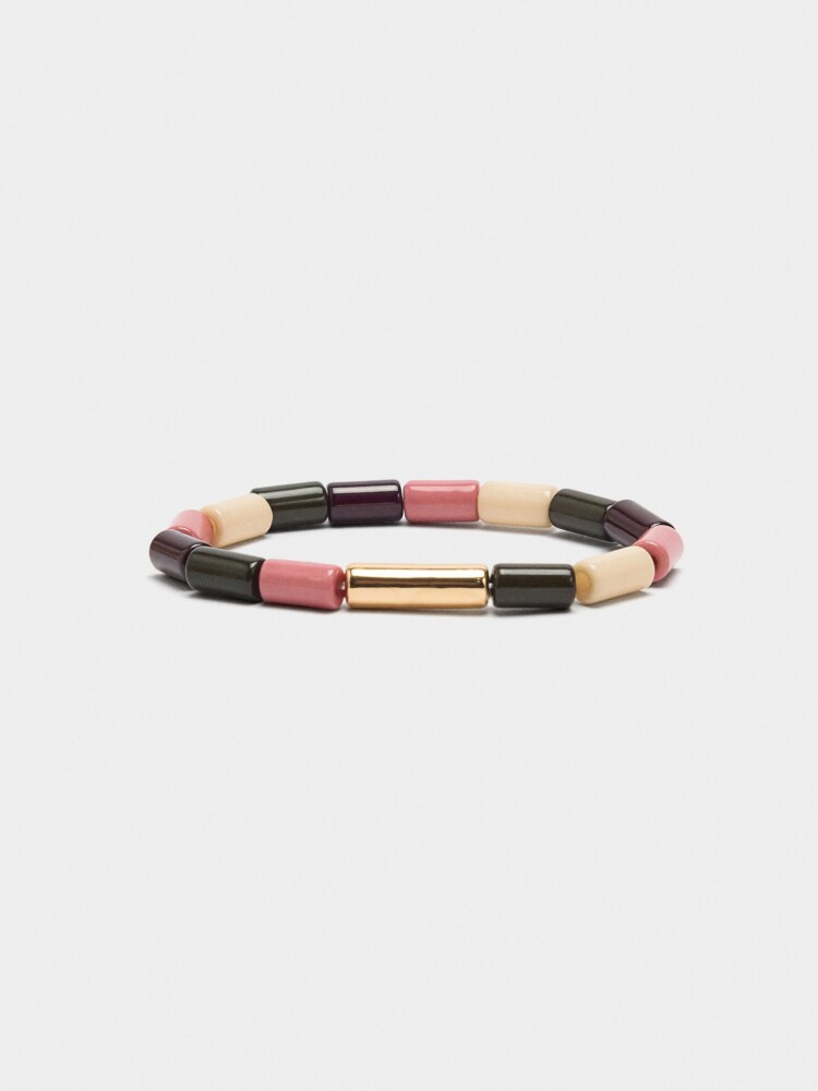 Pulsera Elástica Cuentas Cilíndricas multicolor
