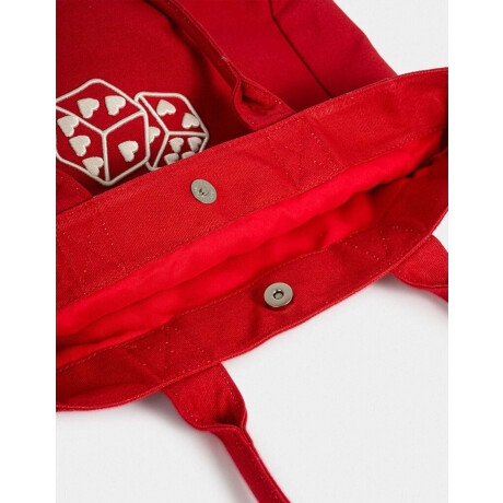 Cartera Shopper Bordada Rojo Medio