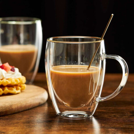 Set x6 Pocillo Doble Vidrio Con Asa de 350 Ml Sc