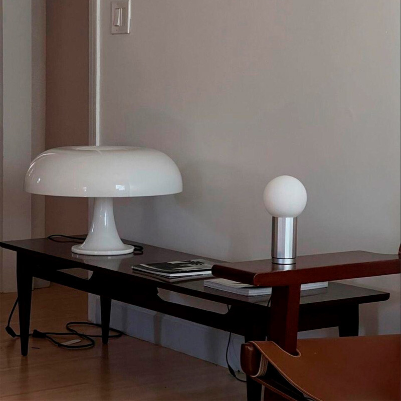 Lampara de mesa retro Mushroom blanco
