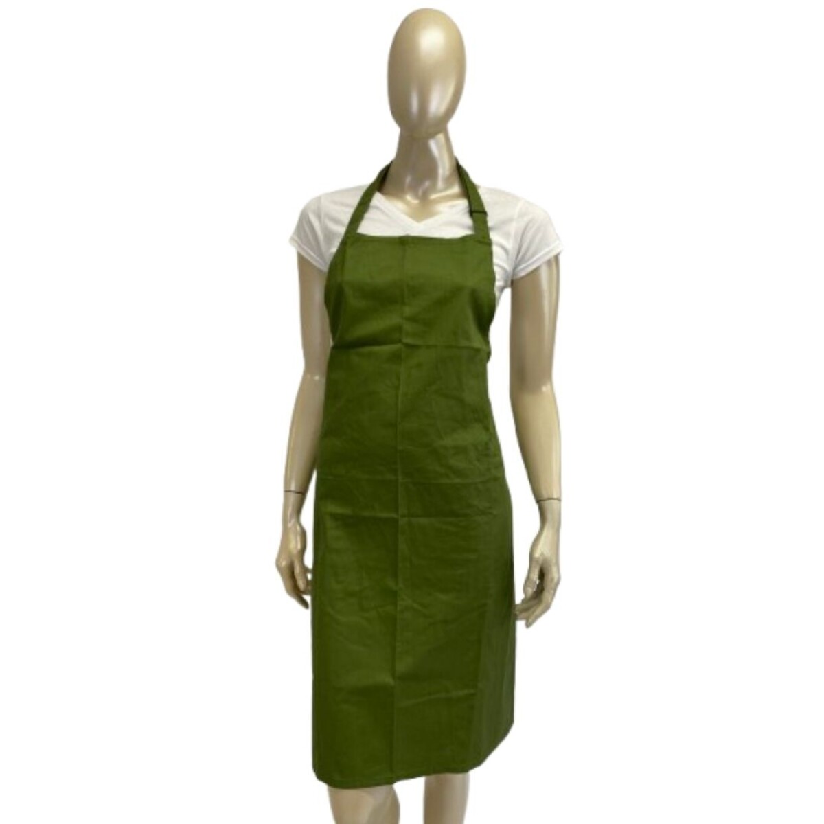 Delantal básico con peto y ajustes - Verde militar 