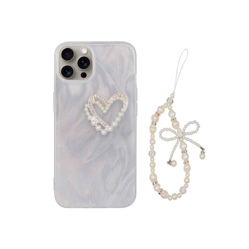 Protector para iPhone 15 Pro diseño corazón + correa Protector Para Iphone 15 Pro Diseño Corazón + Correa