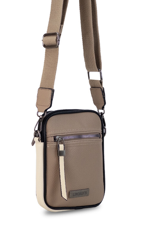 PHONEBAG / PORTA CELULAR GIONA TOPO MANTECA Y NEGRO