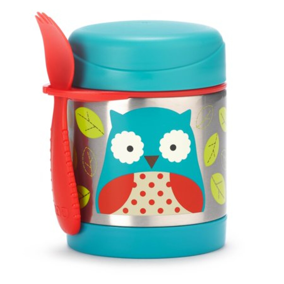 Tupper de acero inoxidable con cubierto, diseño búho 