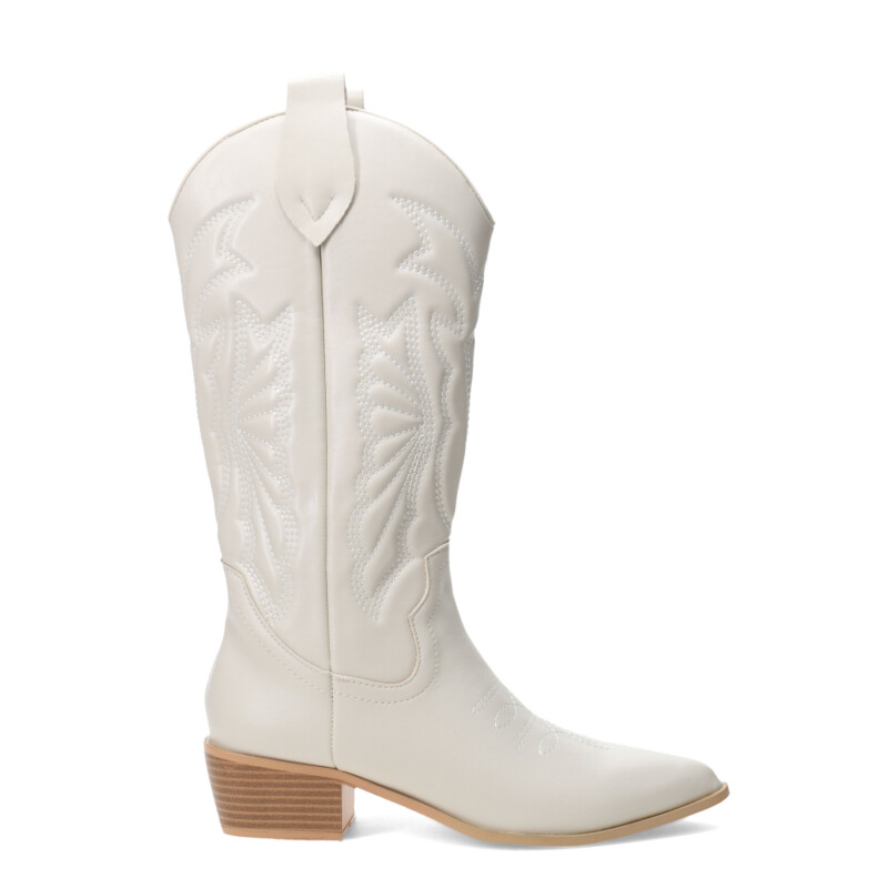 Botas de Mujer Miss Carol EDNA tejana con diseño en la caña Beige