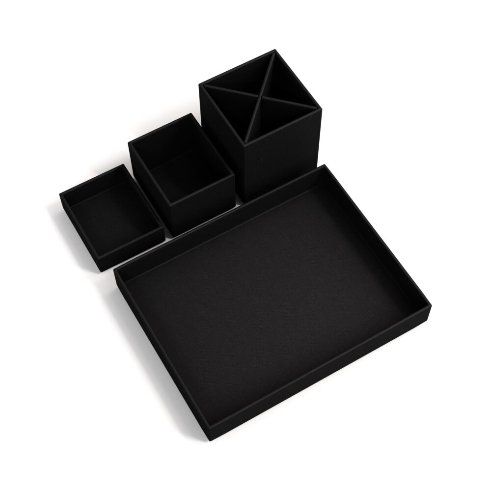 ORG ESCRITORIO 4 PIEZAS PAPEL NEGRO LENA
