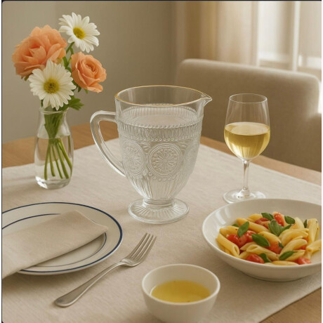 Jarra Labrada de Vidrio con Borde Dorado Jarra Labrada de Vidrio con Borde Dorado