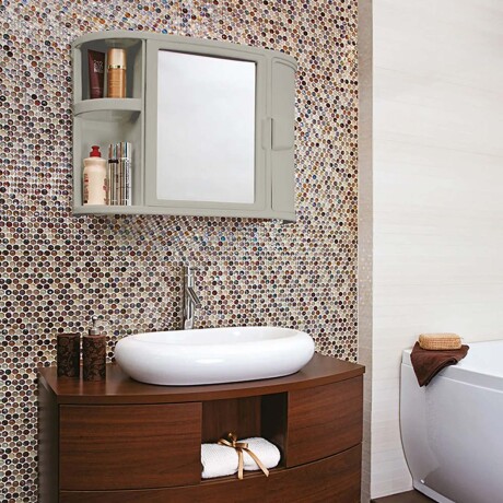 Botiquines Para Baño Con Espejo Gabinete Plastico Hts Taupe