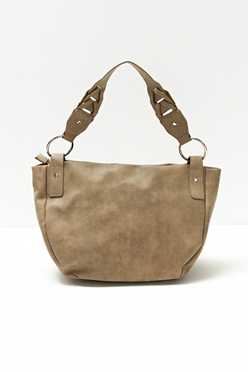 Cartera con tachas beige