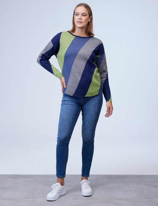 Buzo Dolman Colorblock MULTI/VERDE