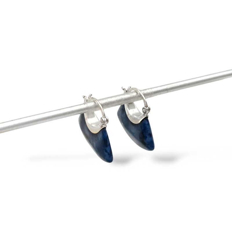 Caravanas Media luna-Plata 925-Piedra Lapislázuli-CA3296 conpiedra