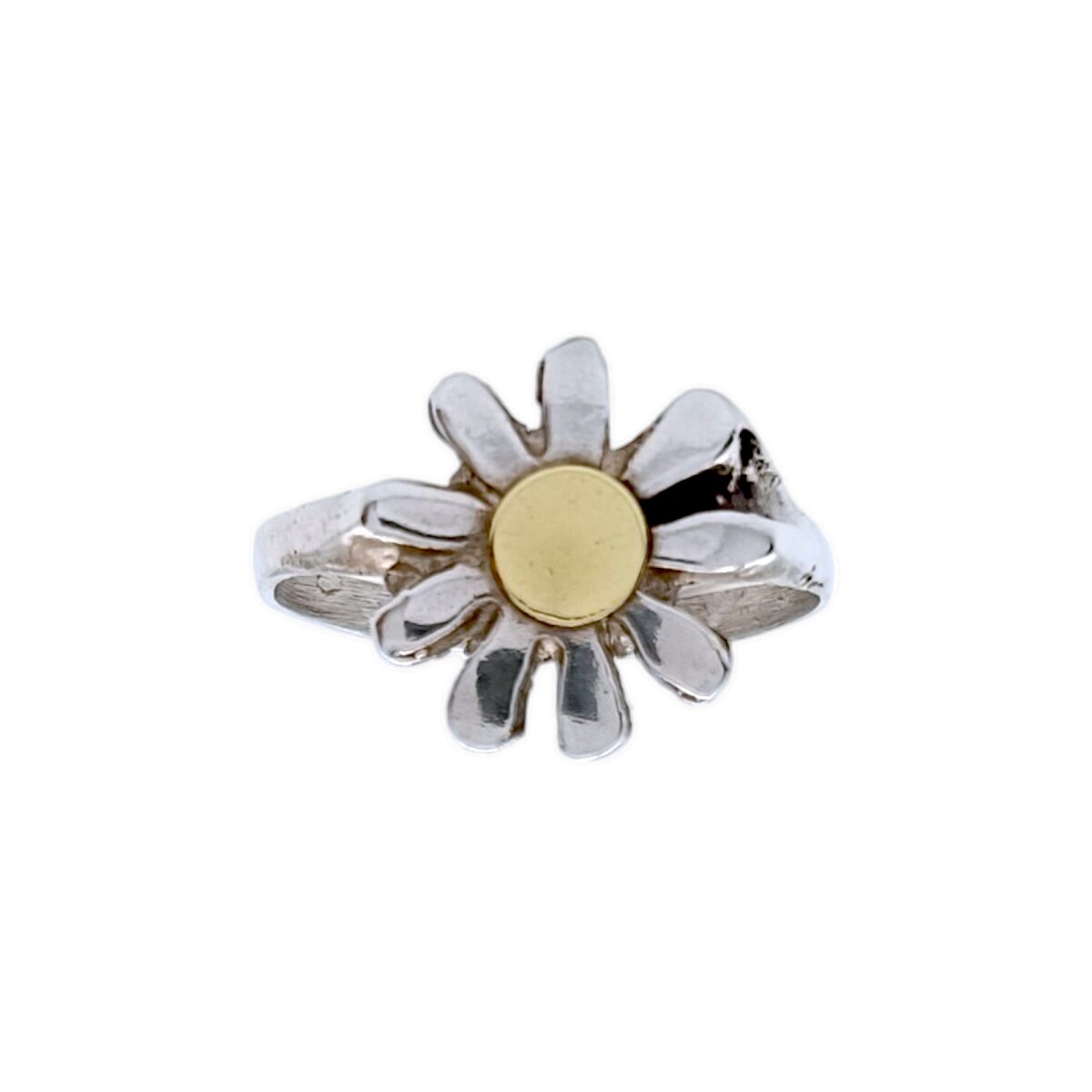 Anillo Flor-Plata y Oro-Sin Piedra-AN5035 - sinpiedra 