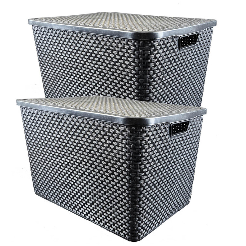 Set x2 Caja ratán 40 lts NEGRO