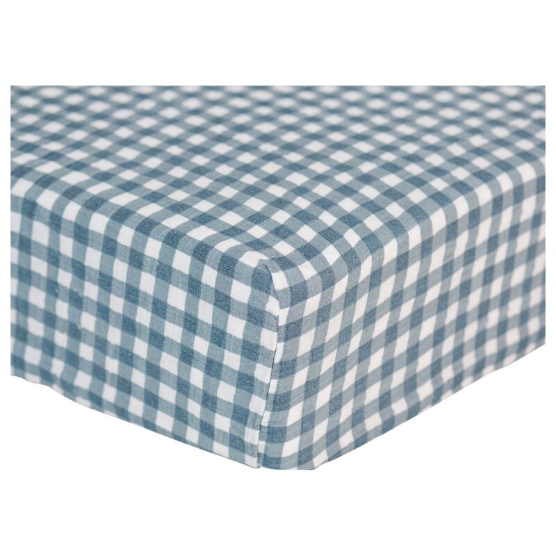 Sábana bajera de muselina 100% algodón Navy Gingham