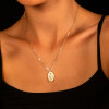 Medalla religiosa Virgen Milagrosa de plata 925 con brillante y virola de oro 18k (incluye cadena) Medalla religiosa Virgen Milagrosa de plata 925 con brillante y virola de oro 18k (incluye cadena)