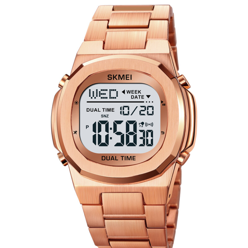 Reloj Skmei 2004RGWT Digital Unisex Oro Rosa con Pantalla Blanca Rosé