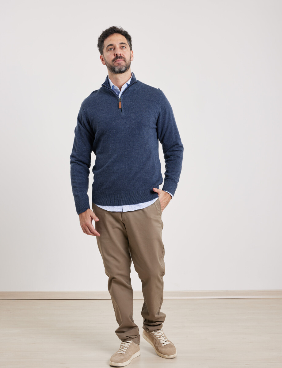 470415 SWEATER MEDIO CIERRE HARRINGTON URBAN Azul Melange