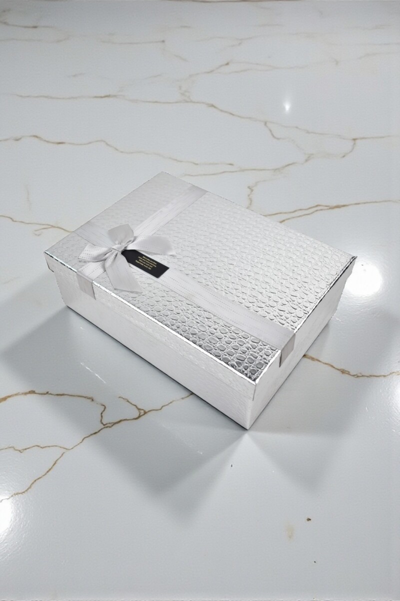 caja rigida delux con lazo 18x25x8 - PLATA 