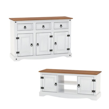 Promo Rack de Tv + Aparador Linea Naturale Blanco/Roble