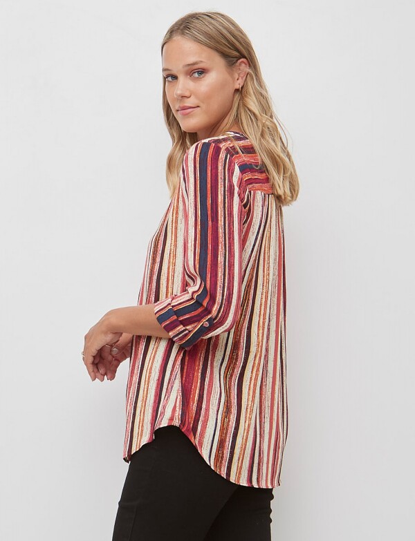 Blusa Gasa Print MULTI/ROJO