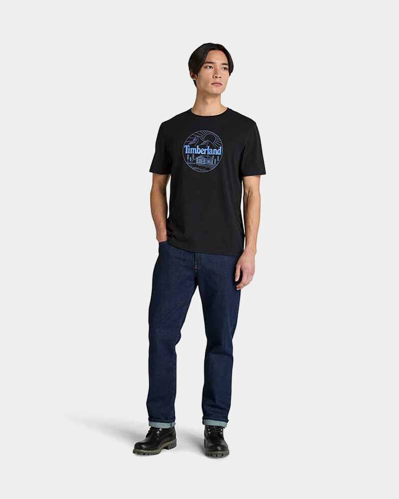 Polo Mountain Graphic Manga Corta Hombre Black