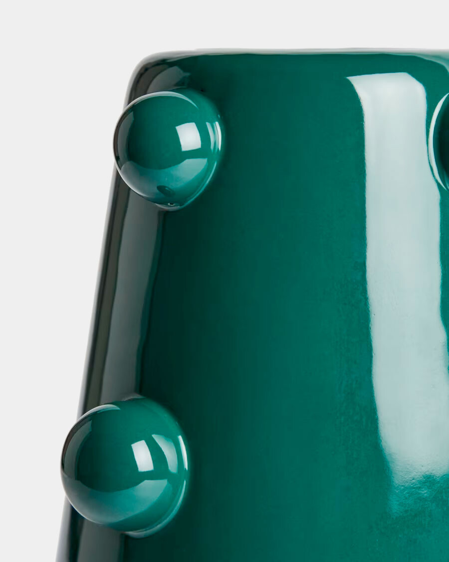 Jarrón Odra de cerámica verde oscuro acabado brillante 25,5 cm