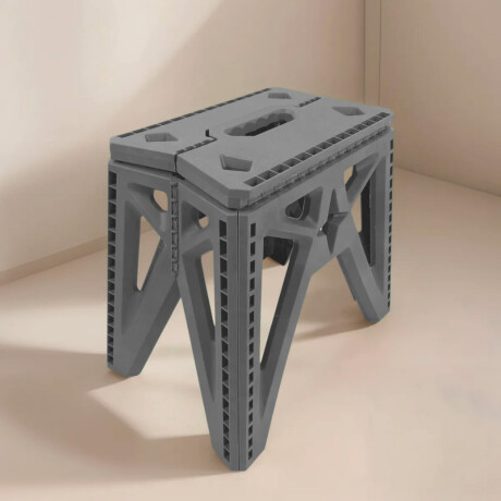 Banqueta Plegable Plástica Reforzada Compacto Gris